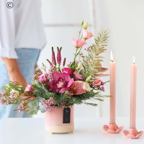 Winter Trending Arrangement with Candle Holder